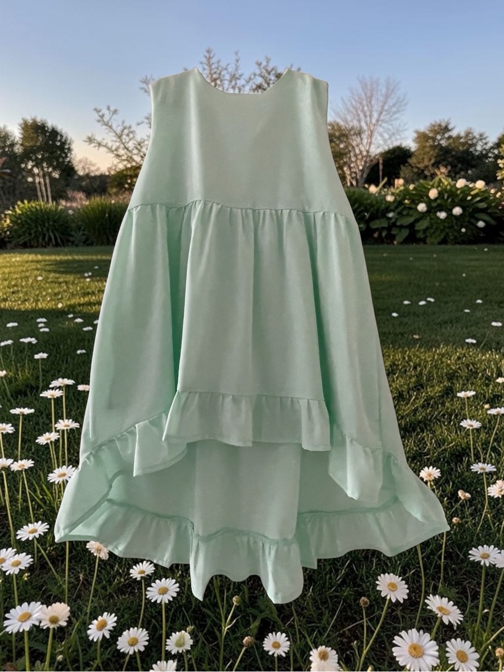 Girls' Mint Green Ruffle High-Low Dress Size 10